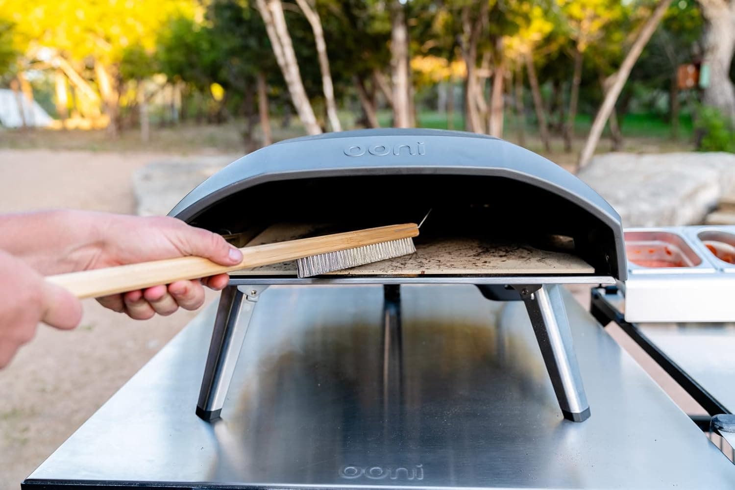 Ooni pizza oven wire brush and scraper